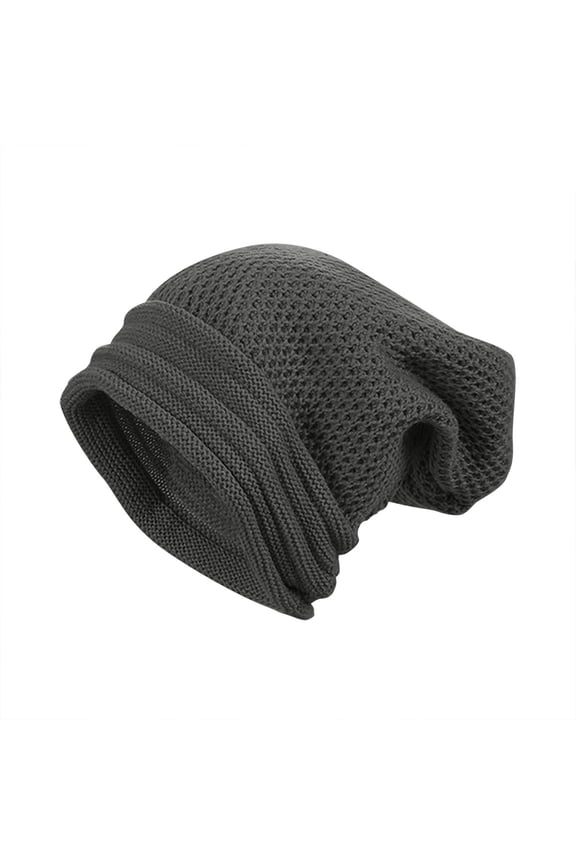 Women's and Men's Knitted Beanie Caps Cotton Pile Earmuffs Fleece Lined Pulr Hat Winter Warm Stacking Dark Gray