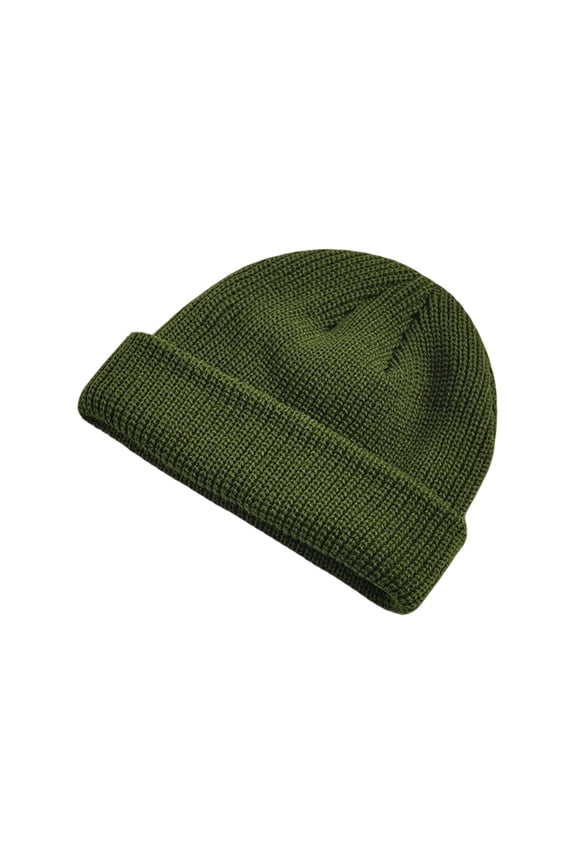Women's and Men's Skull Cap Outdoor Thermal Fleece Lined Beanie Knitted Hats Soft Stocking Caps for Cold Weather Olive Green