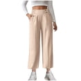 thumbnail image 1 of ZQUUVOU Womens' Pants Solid Color Casual Loose Capris Pants with Pocket(Pink,XL), 1 of 9