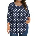 thumbnail image 1 of ZQUUVOU Womens Plus Size T-Shirts Front Pleated 3/4 Sleeves Crew Neck Summer Casual Tops(Navy,XL), 1 of 6