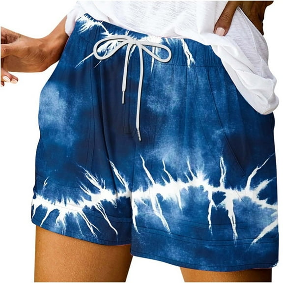 ZQUUVOU Womens Shorts Unique Watercolor Effect Adjustable Waistband Fit Shorts（G-Multicolor,S）