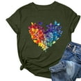 thumbnail image 1 of ZQUUVOU Womens T-Shirts Printed Floral Crew Neck Short Sleeved Tops(Olive Green,XL), 1 of 4