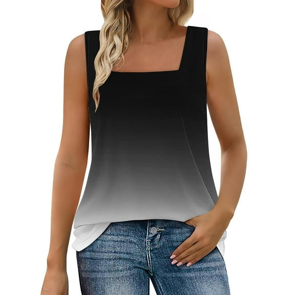 ZQUUVOU Womens T-Shirts Spring Summer Square Neck Casual Solid Color V-Neck Sleeveless Tops(Gray,M)