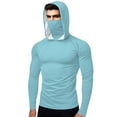 thumbnail image 1 of ZQUUVOU Womens T-Shirts Summer Casual Solid Color Long Sleeved Hooded Tops(Light Blue,S), 1 of 9