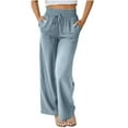 thumbnail image 1 of ZQUUVOU Womens Wide-Leg Pants Solid Color Drawstring Long Trousers Pockets（Gray,XL）, 1 of 9
