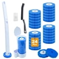 thumbnail image 1 of ZQZiQi Toilet Brush and Holder Set, 1 Disposable Toilet Brush with Holder, 24 Refill Heads & Extra Crevice Cleaning Brush, 1 of 7
