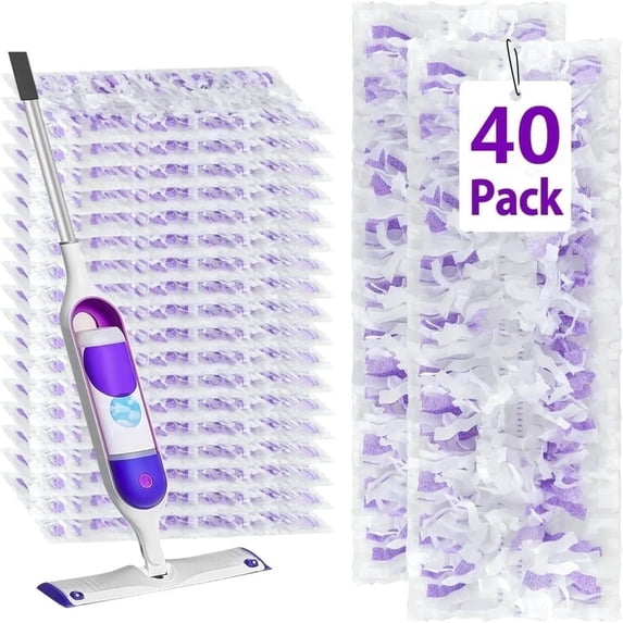 ZQZiQi Disposable PowerMop Mopping Pad Refills Compatible with Swiffers, Wet & Dry Multi-Surface Replacement Mop Pads, 40-Count