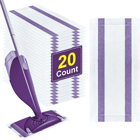 ZQZiQi Disposable WetJet Mopping Pad Refills Compatible with Swiffers Spray Mop, Wet & Dry Multi-Surface Absorbent Replacement Cleaning Pads, 20-Count