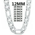thumbnail image 1 of ZRB   Solid 925 Sterling Silver Necklace For Men Classic 12mm Cuban Chain 18/20/22/24/26/28/30 Inch Charm Fashion Jewelry Gift, 1 of 3