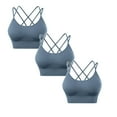 thumbnail image 1 of ZRBYWB 3 Pack Womens Cross Back Sport Bras Padded Strappy Criss Cross Cropped Bras Yoga Workout Fitness Low Impact Bras One Piece No Wire Comfort, 1 of 1