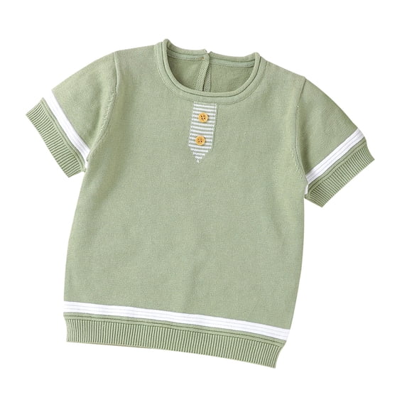 ZRBYWB Baby Girl Clothes Baby Girls Short Sleeve Pullover Sweater Cotton Knit Button Closure Tops Shirt Baby Tops