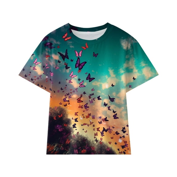 ZRBYWB Baby Girl Clothes Toddler Girls Tshirts Butterflies Print Trendy Kid Funny Youth Tops For Girls