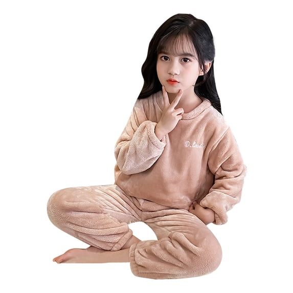 ZRBYWB Boy Outfits Girl Outfits Flannel Clothes Set Fluffy Sweatshirt Top Pants Winter Warm Soft Fuzzy Homewear With Sweatpants Baby Clothing