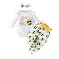 thumbnail image 1 of ZRBYWB Boys Girl Outfits Long Sleeve Letter Romper Bodysuit Cartoon Print Pants Headbands Outfits Baby Clothes, 1 of 6