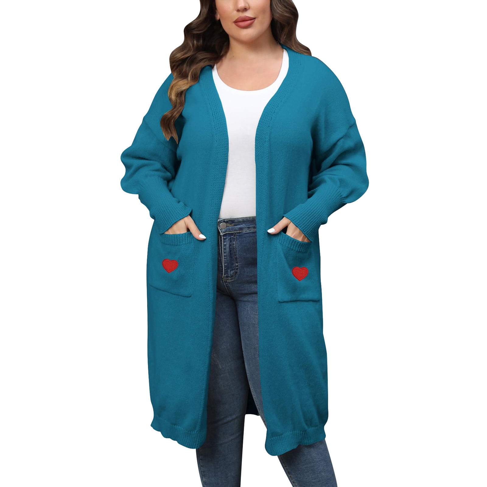 ZRBYWB Cardigans For Women Womens Medium Length Knitted Sweater Heart