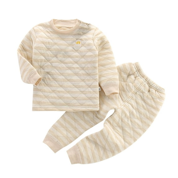 ZRBYWB Children's Warm Stripe Underwear Set Clip Cotton New Baby Warm Thickening Plus Cotton Undercoat Winter Children's Clothing Fashion