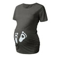 thumbnail image 1 of ZRBYWB Fashion Maternity Clothes Women Maternity Short Sleeve Baby Feet Heart Print T-Shirt Cartoon Graphic Tops, 1 of 6