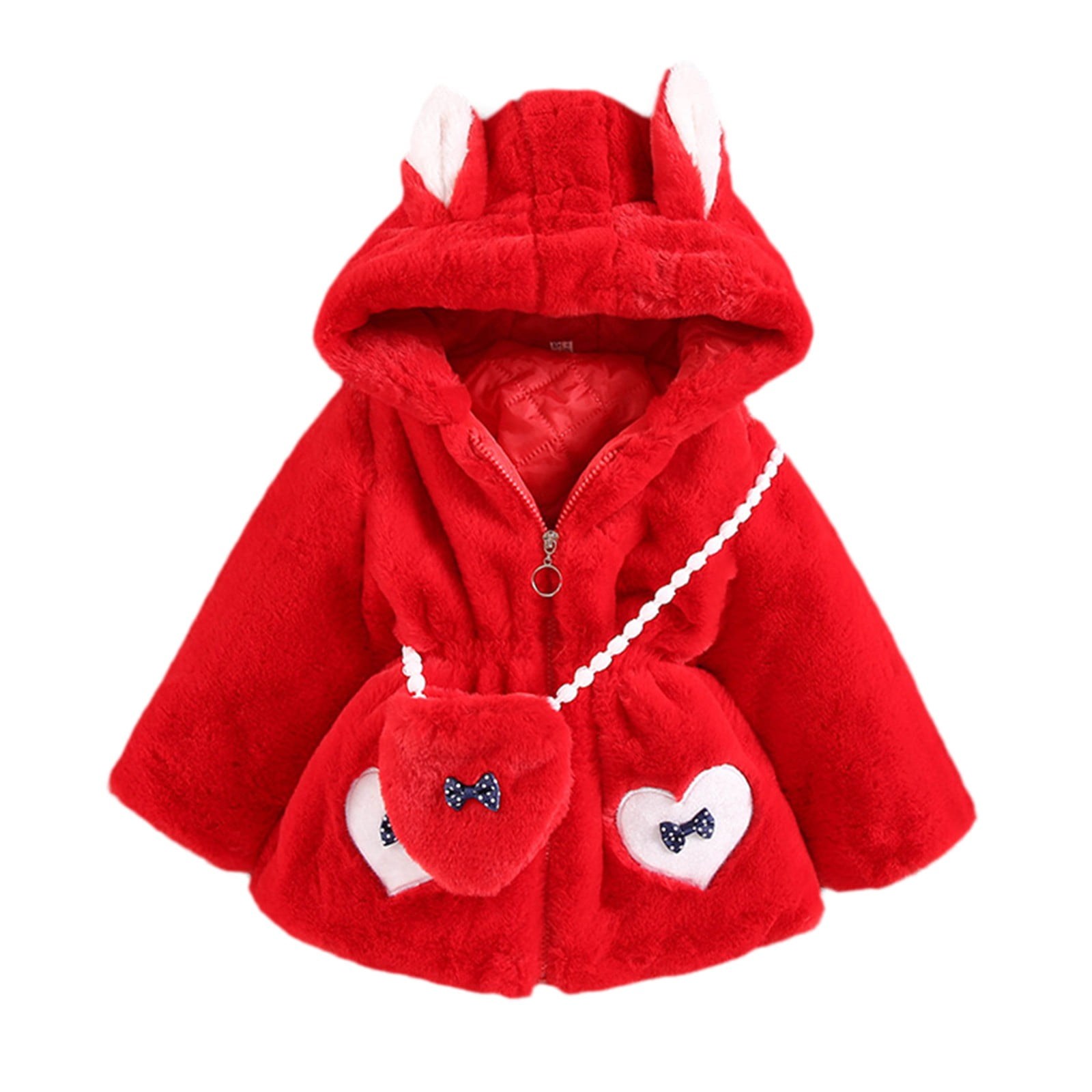 ZRBYWB Girls Coat Winter Children Kids Long Sleeve Cartoon Hoodie Zip