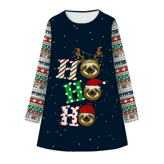 ZRBYWB Girls Dresses Baby Kids Girls Christmas Character Lonng Sleeve Princess Dress Casual Clothes Fashion Dress