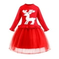 thumbnail image 1 of ZRBYWB Girls Dresses Children Kids Baby Christmas Deer Print Party Knit Tulle Dress Girl Xmas Princess Dress Fashion Dress, 1 of 8