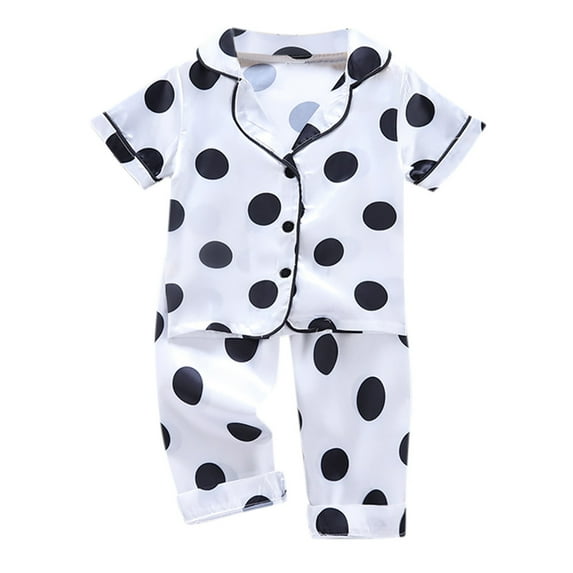 ZRBYWB Girls Nightgowns Baby Short Outfits Tops+Pants Sleepwear Pajamas Print Toddler Girls Dot Sleeve Girls Outfits Set Kids Clothes