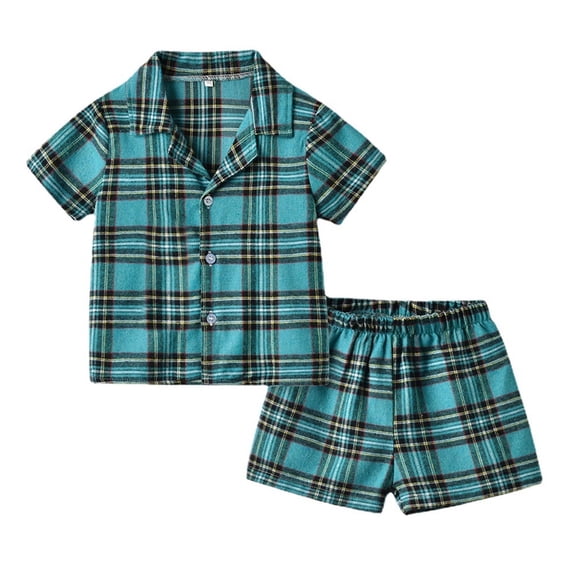 ZRBYWB Girls Nightgowns Kids Toddler Baby Girls Spring Summer Plaid Cotton Short Sleeve Sleepwear Pajamas Clothes Sleepwear