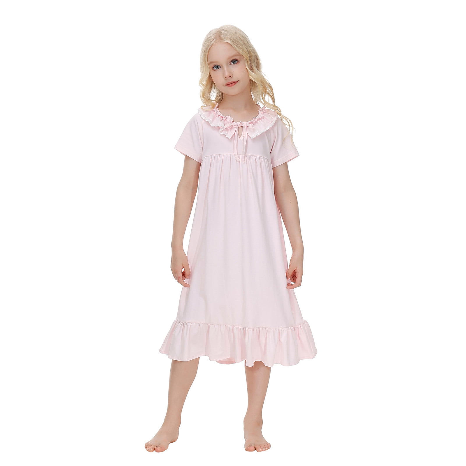 Adela Lace High Neck Pageant Dress – Pink Ball Gown With Hi-Low Hem & Train, Handmade For Weddings, First Communion, Special Occasions