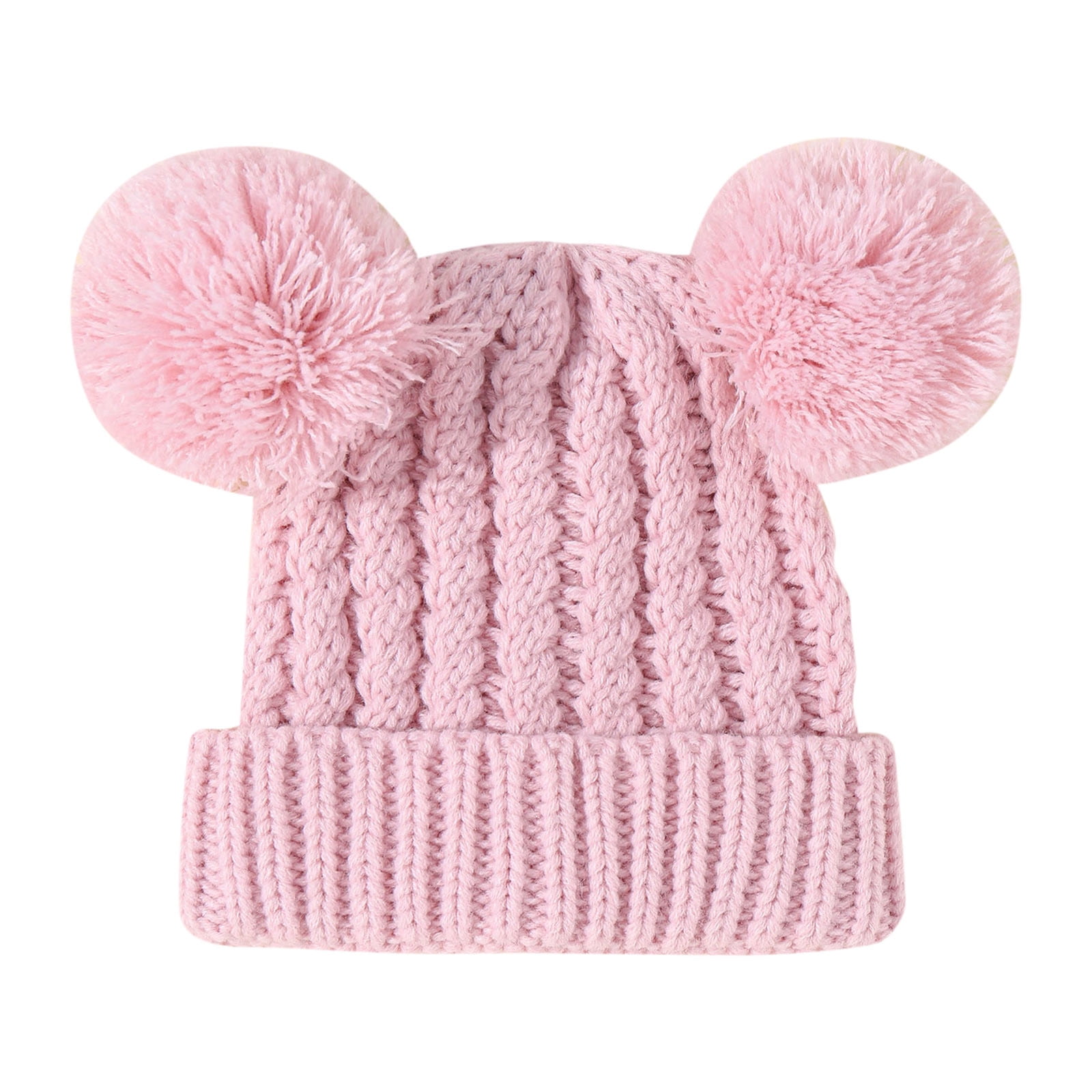 ZRBYWB Kids Winter Hat Children's Hat Double Ball Children's Knitted ...