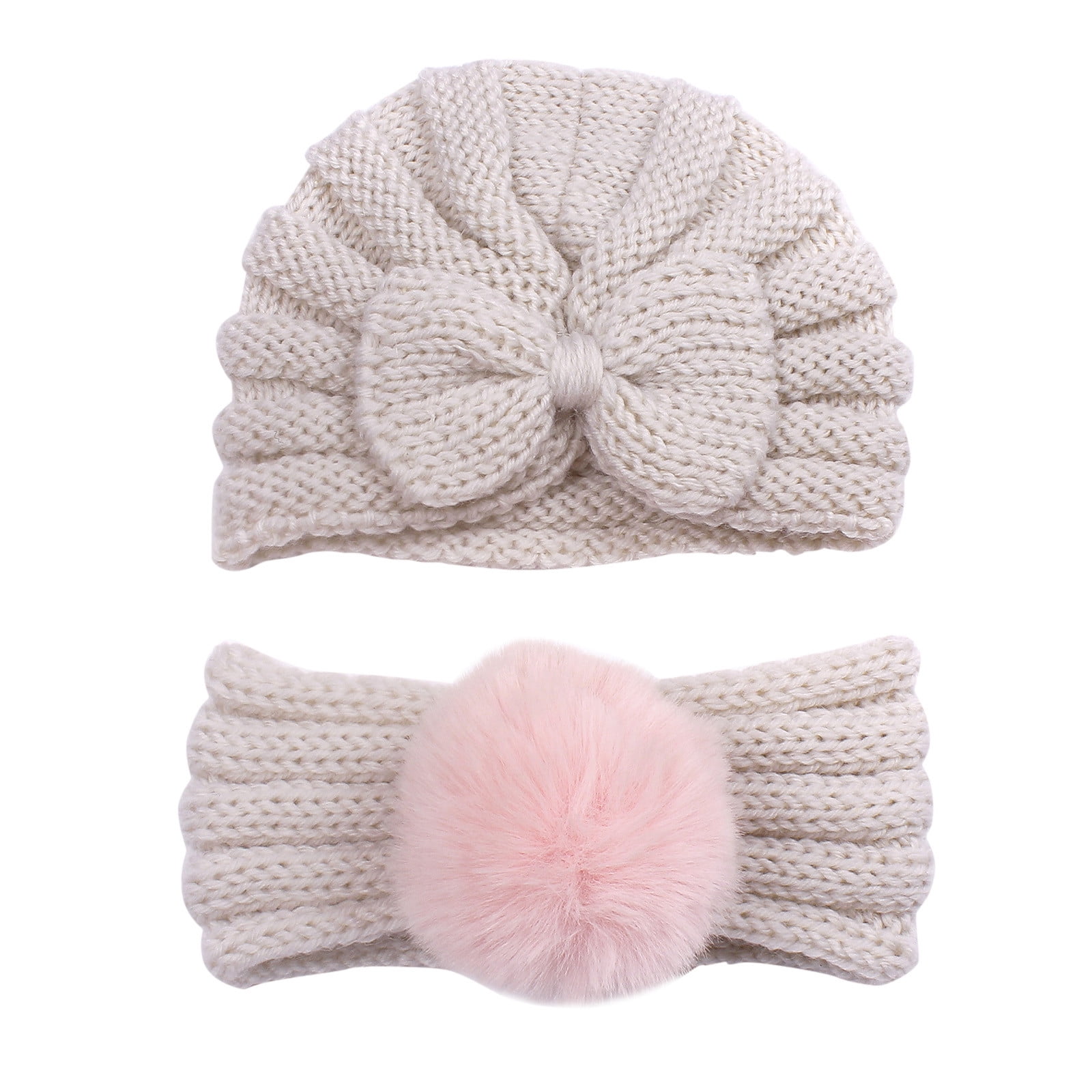 Baby Winter Hat With Double Pom Poms - Soft Knit Beanie For Toddlers 1-3 Years, Warm Fleece Lining, Black White Gray