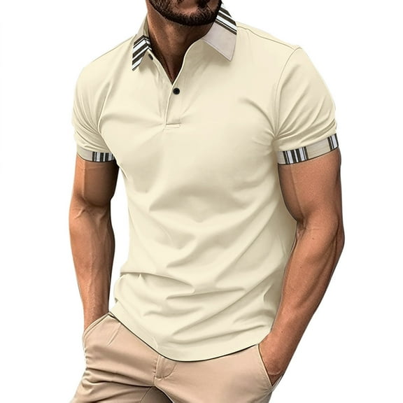 ZRBYWB Men's Classic Polo Shirt Male Button Up Turn Down Lapel Solid Color Short Sleeve Sports Shirt Mens Blouses Casual