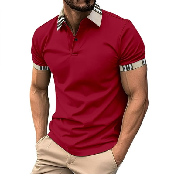 ZRBYWB Men's Fashion Polo Shirts Male Button Up Turn Down Lapel Solid Color Short Sleeve Sports Shirt Mens Blouse Summer