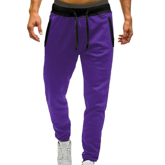 ZRBYWB Men's Pants Male Casual Fitness Running Pants Casual Pants Color Block Pockets Pants For Men