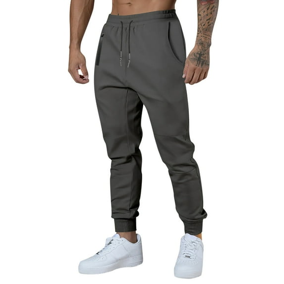 ZRBYWB Men's Pants Men Solid Color Side Pockets Lace Up Waistband Casual Drawstring Pants For Men