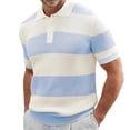 thumbnail image 1 of ZRBYWB Men's Polo Shirt Men's Spring Summer Fashion Knitted Lapel Striped Printed Short Sleeve Top Shirt Top Mens Polo Shirts, 1 of 3