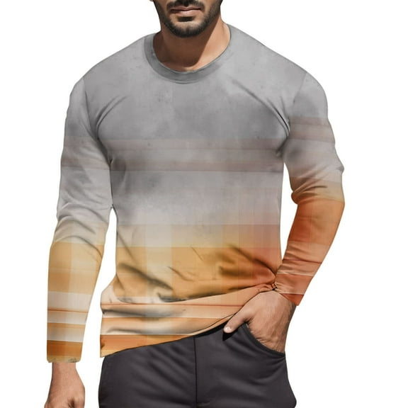 ZRBYWB Men's T-Shirt Male Autumn Winter Fashion Printed Crew Neck Long Sleeve T Shirt Retro Full Print Tops Fashion T-Shirts