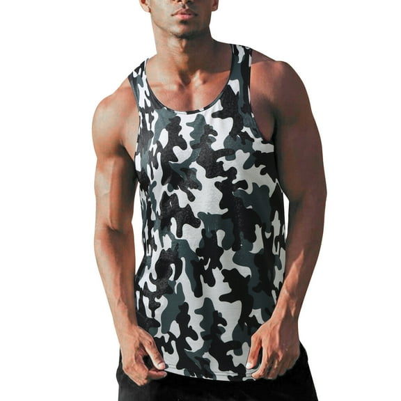 ZRBYWB Men's Workout Tank Tops Summer Fashion Casual Round Neck Camouflage Color Sleeveless Top Vest