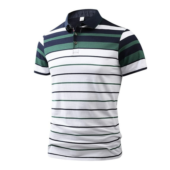 ZRBYWB Mens Shirts Male Spring Summer Pure Cotton Short Sleeve Top Double Button Color Matching Lapel Shirt Top Mens Polo Shirts