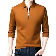 ZRBYWB Mens Shirts Mens Long Sleeve Zipper Shirts Regular Fit Casual Business Golfs Shirts For Men Spring Outfits Polo Shirts For Men