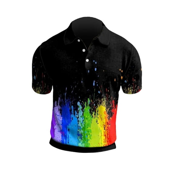 ZRBYWB Mens Shirts Men's Printed Sports Casual Shirt Loose Shirt Short Sleeve Top Polo Shirts For Men