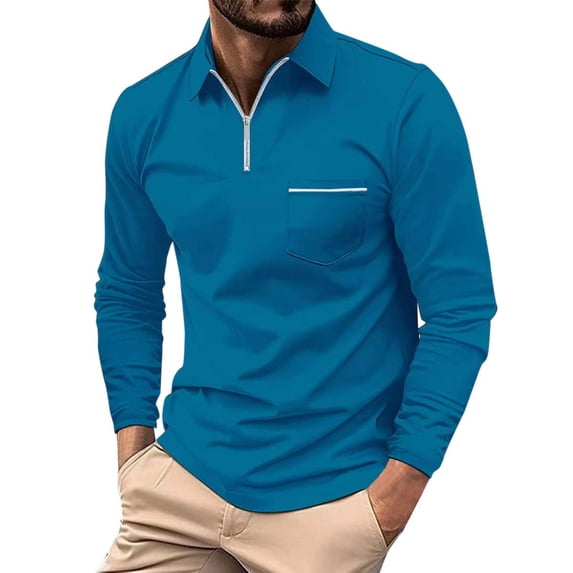 ZRBYWB Mens Shirts Men's Zipper Pocket Men's Long Sleeve Sports Shirts For Men Fashion
