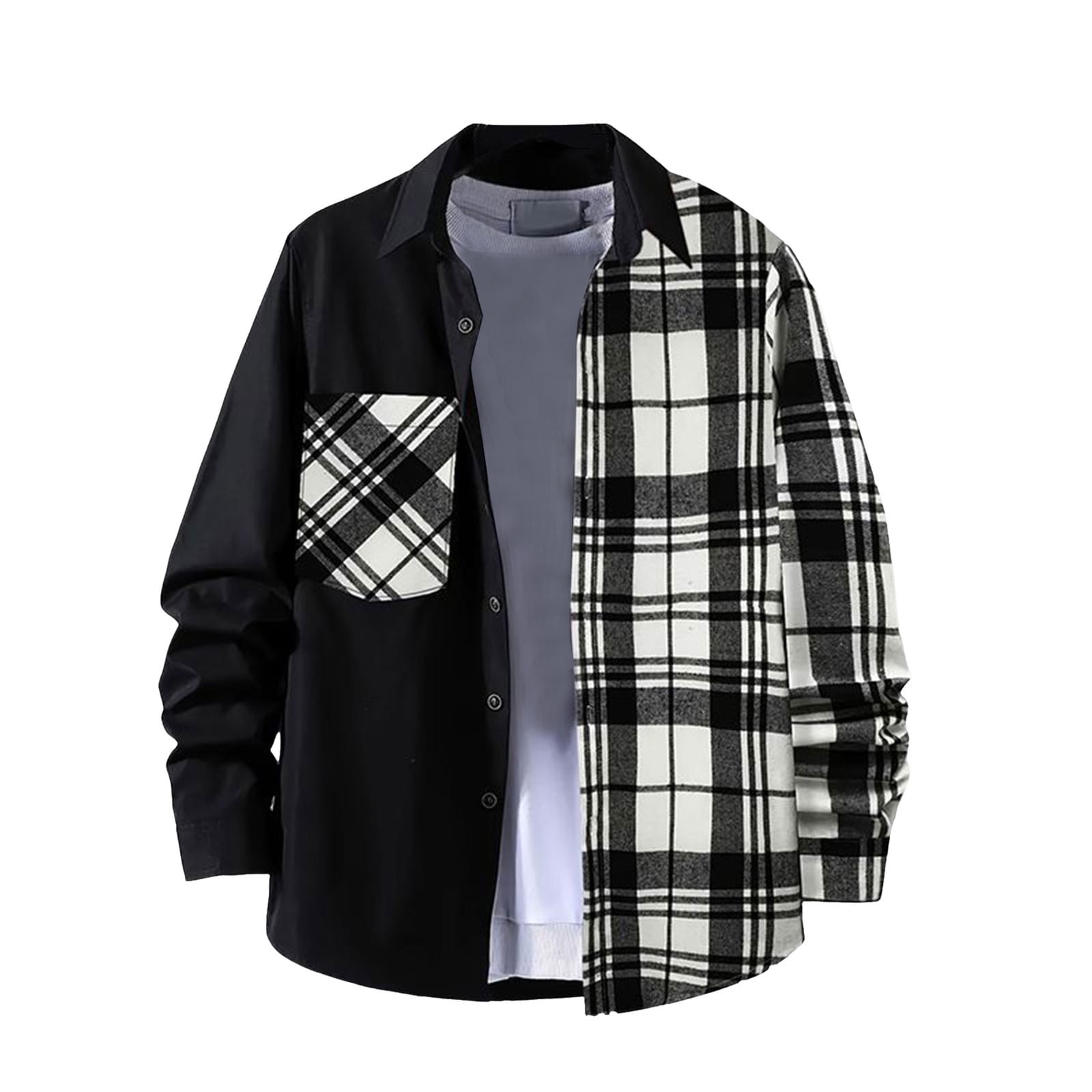 ZRBYWB Mens Shirts Mens Lapel Casual Loose Fitting Shirt Maillard