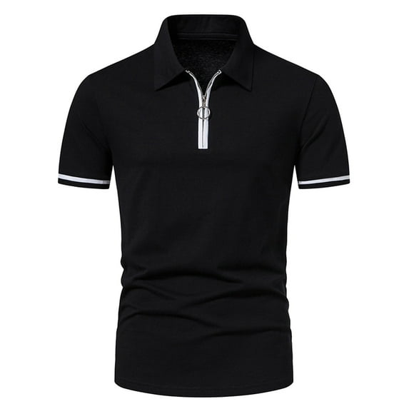 ZRBYWB Mens Shirts Summer Men's Rigid Collar Casual Solid Color Fashion Short Sleeve Tops Mens Polo Shirts
