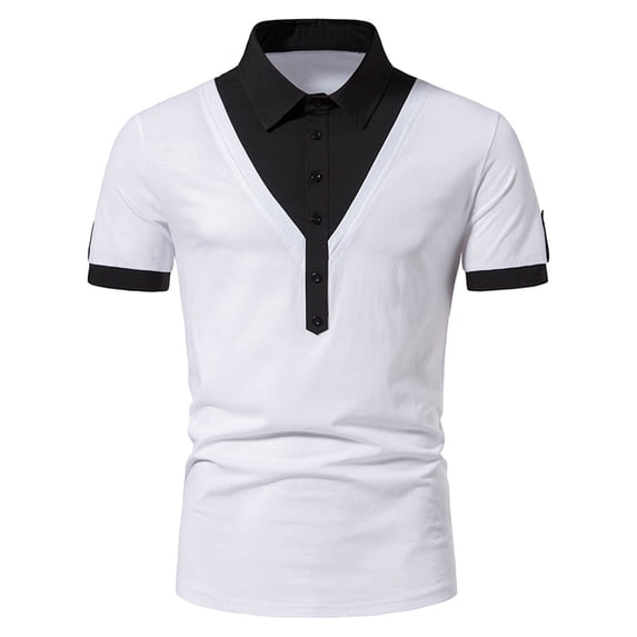 ZRBYWB Mens Shirts Summer Men's Rigid Collar Casual Solid Color Fashion Short Sleeve Tops Mens Polo Shirts