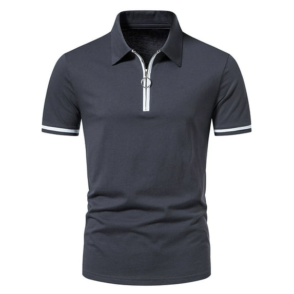 ZRBYWB Mens Shirts Summer Men's Rigid Collar Casual Solid Color Fashion Short Sleeve Tops Polo Shirts For Men