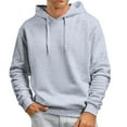 thumbnail image 1 of ZRBYWB Mens Sweatshirt Men's Fall Winter Casual Solid Color Hooded Sweater No Pockets Top Sweatshirts For Men, 1 of 5