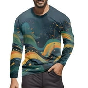 ZRBYWB Mens T Shirt Male Autumn Winter Fashion Printed Crew Neck Long Sleeve T Shirt Retro Full Print Tops Tee Shirts For Men