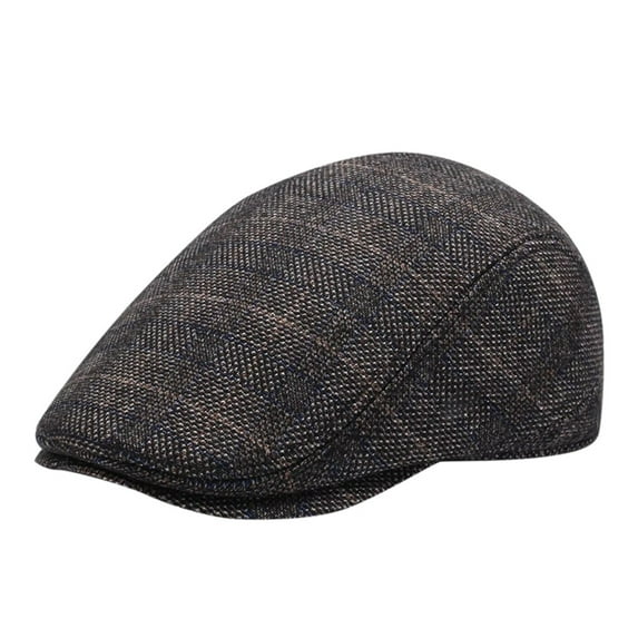 ZRBYWB Mens Winter Hat Men's Winter Dome Square Vintage English Plaid Warm Earmic Beret Warm Fashionable Caps