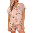 thumbnail image 1 of ZRBYWB Pajamas For Women Satin Sleepwear Lingerie V Neck Shirt Shorts Nightwear Homewear Women Pajama Set, 1 of 8