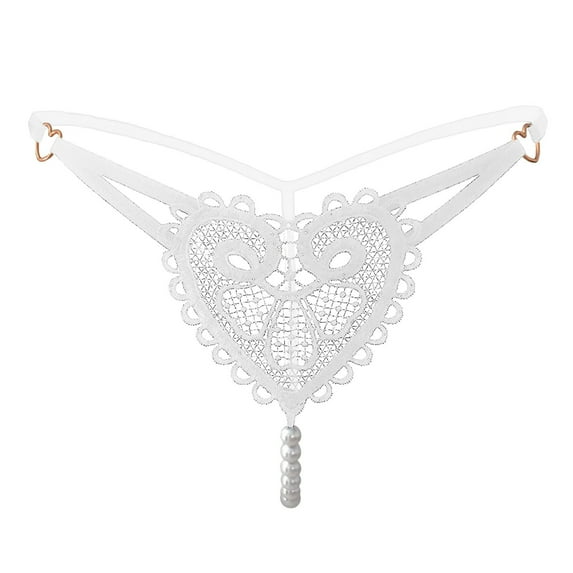 ZRBYWB Panties For Women Retro Pearl Love Embellished Thong Women's Interesting Ultra Thin Panties Low Waist Beaded