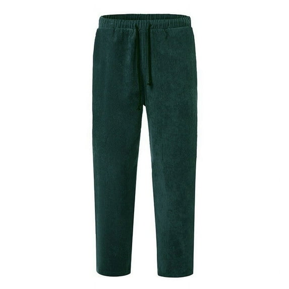 ZRBYWB Pants For Men New Men's Corduroy Loose Solid Casual Elastic Waistband Straight Cropped Trousers